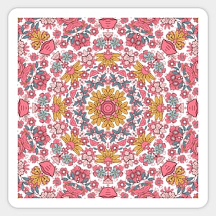 Flower and Hearts valentines and spring Kaleidoscope pattern (Seamless) 6 Sticker